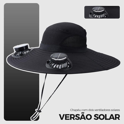 Chapéu com ventilador duplo solar, carregamento USB e proteção UV da Vapto