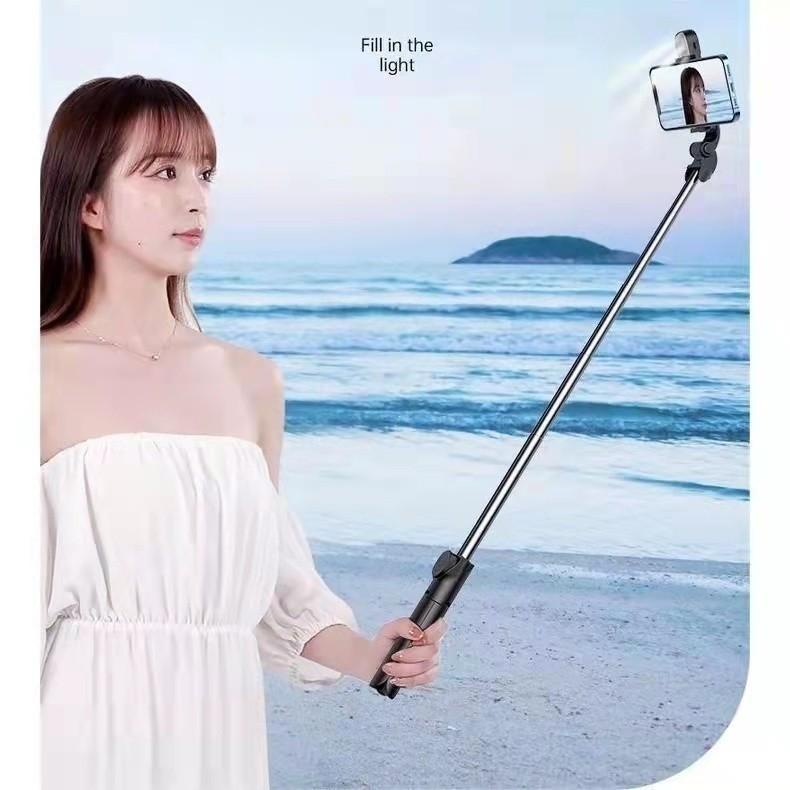 Bastão de Selfie com Tripé Retrátil, Luz LED e Controle Bluetooth para Celular