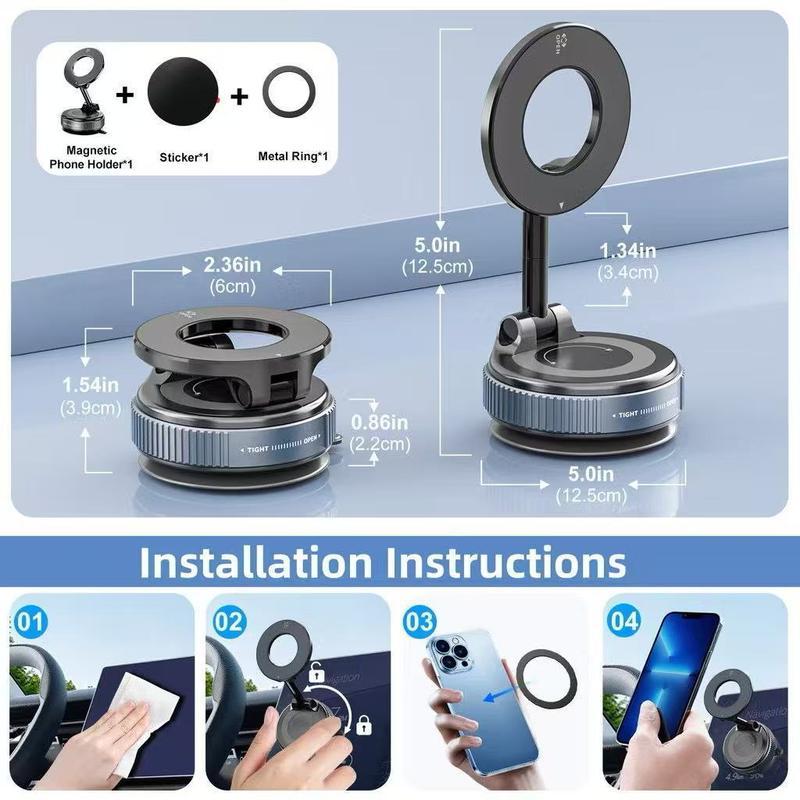 Altomex Suporte Magnético Forte para Celular com Ventosa Dobrável 360° Universal