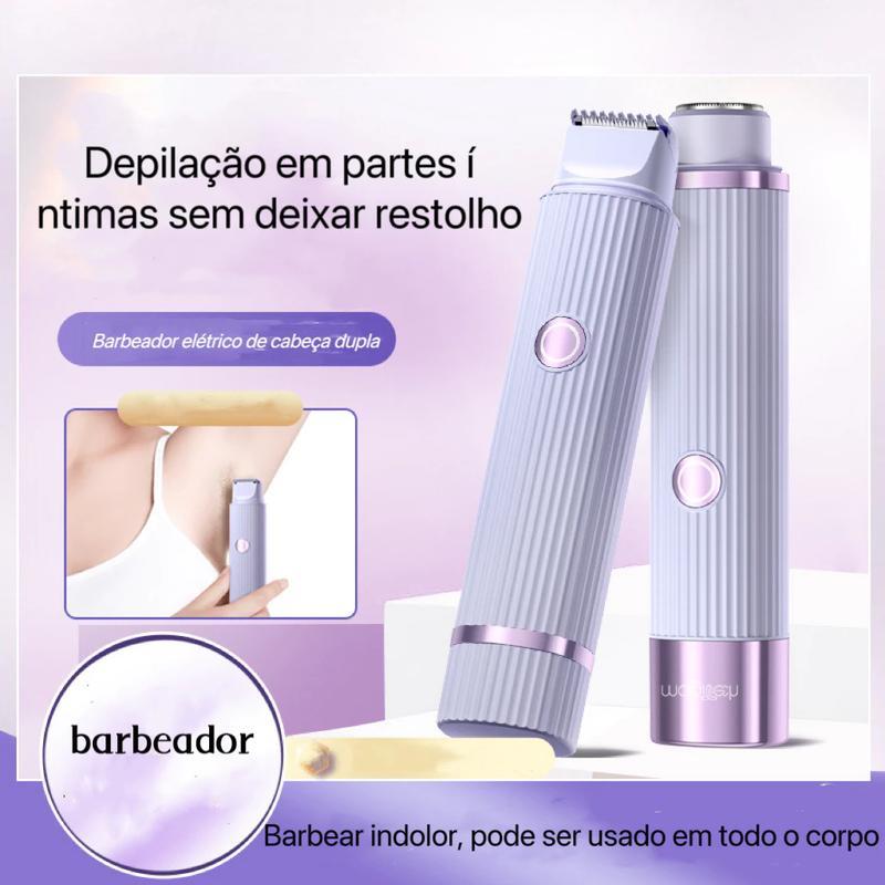 Depilador elétrico portátil com USB e duas cabeças para remoção de pelos da Vapto