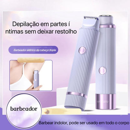 Depilador elétrico portátil com USB e duas cabeças para remoção de pelos da Vapto