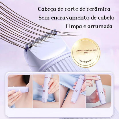 Depilador elétrico portátil com USB e duas cabeças para remoção de pelos da Vapto