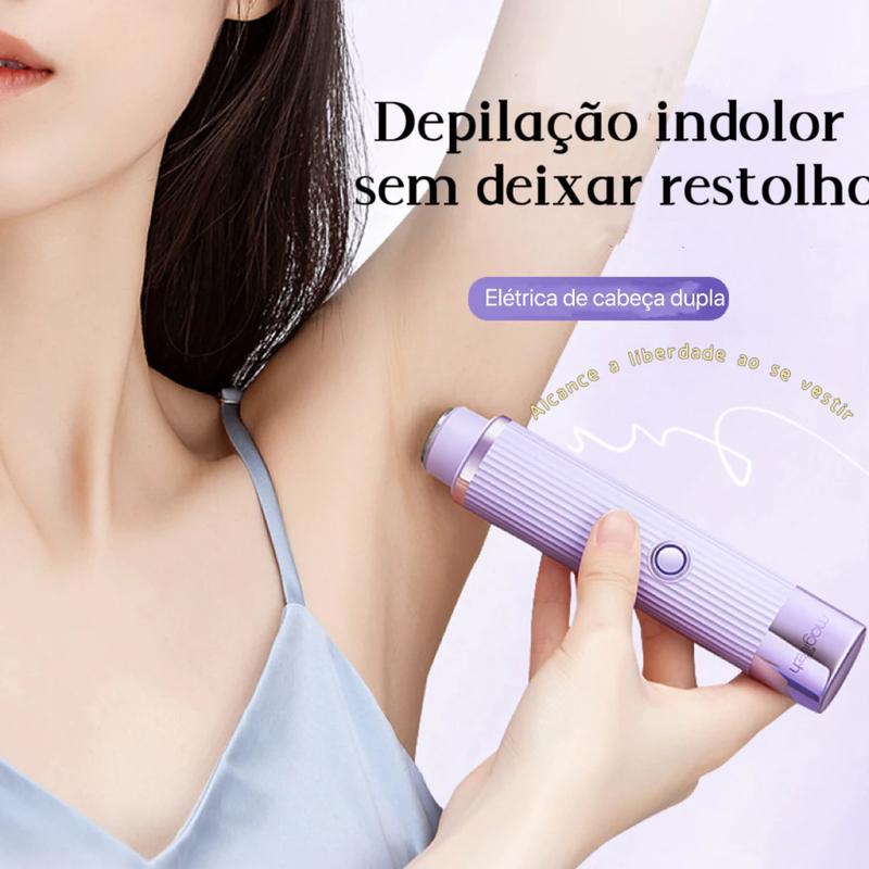 Depilador elétrico portátil com USB e duas cabeças para remoção de pelos da Vapto