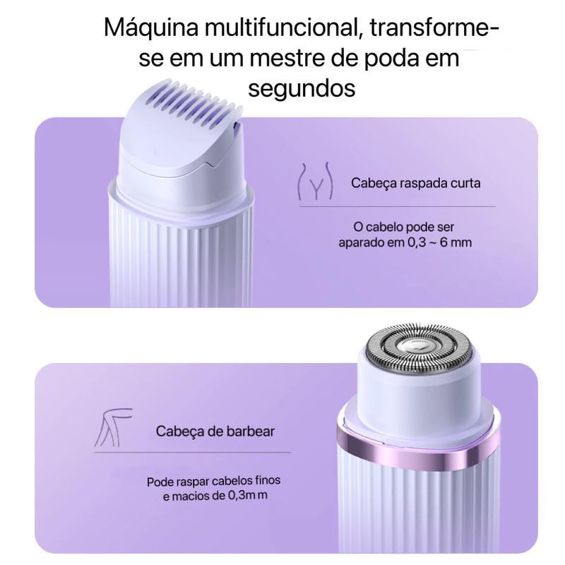 Depilador elétrico portátil com USB e duas cabeças para remoção de pelos da Vapto