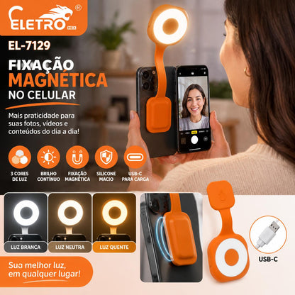 Mini Luz LED RGB Magnética Recarregável para Celular e Câmera