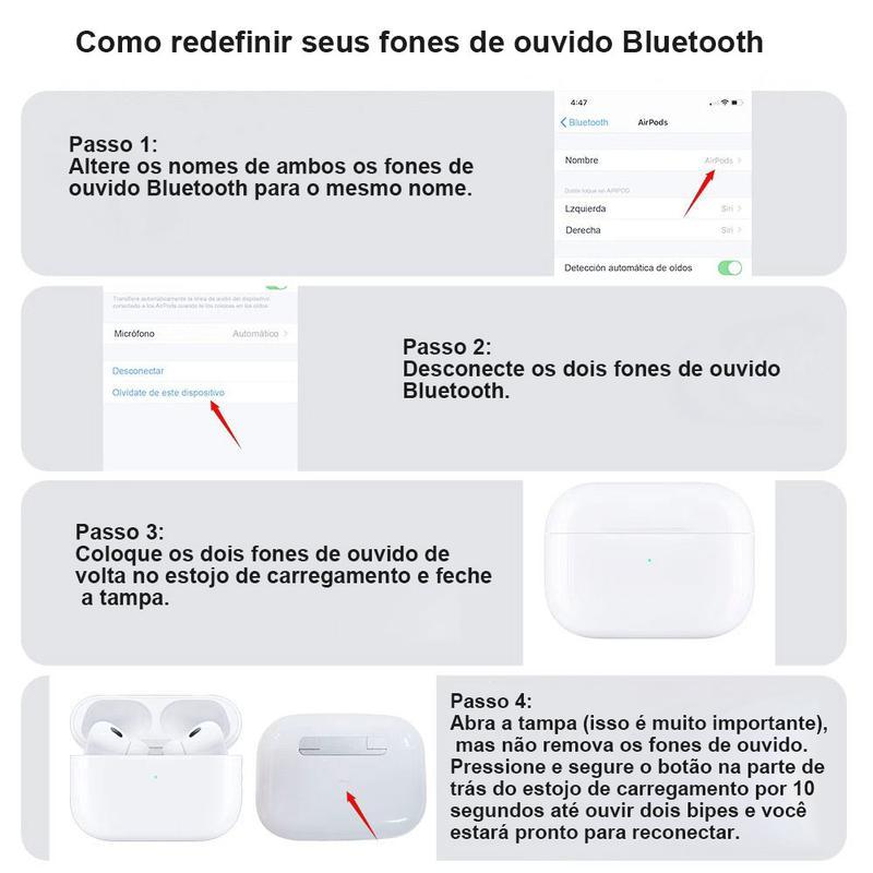 Fone de Ouvido Bluetooth A6 Pro Esportivo Intra-Auricular com Cancelamento de Ruído