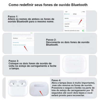 Fone de Ouvido Bluetooth A6 Pro Esportivo Intra-Auricular com Cancelamento de Ruído