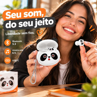 Fone Bluetooth Panda TWS 5.3 com Microfone e Cancelamento de Ruído