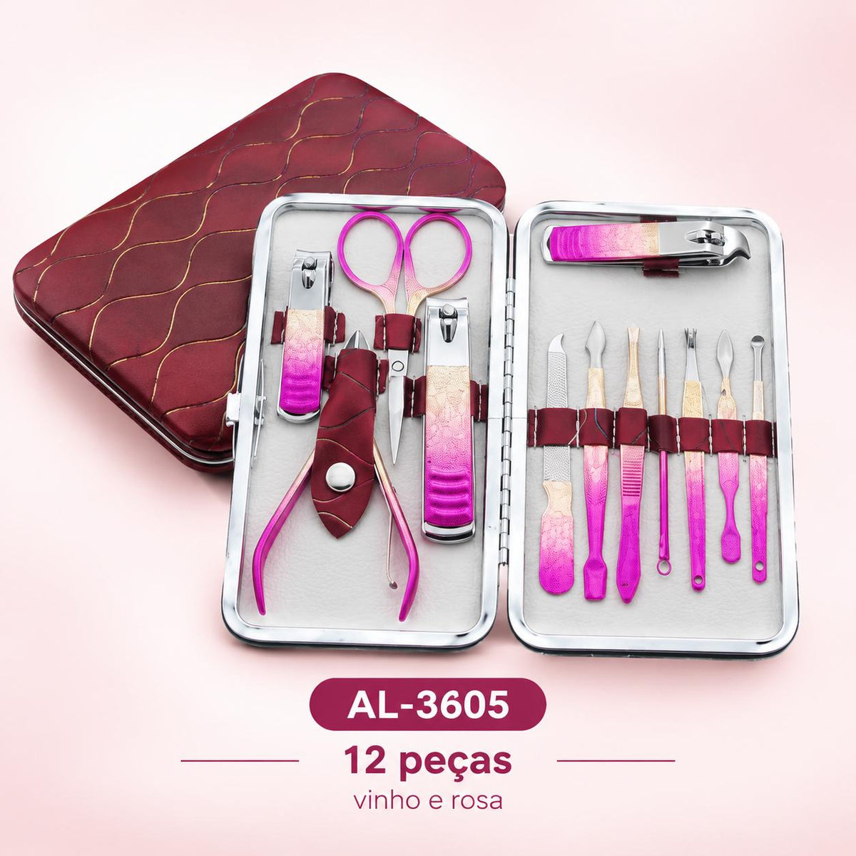 Kit de Manicure Completo 12 ou 16 Peças com Estojo Portátil