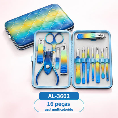 Kit de Manicure Completo 12 ou 16 Peças com Estojo Portátil