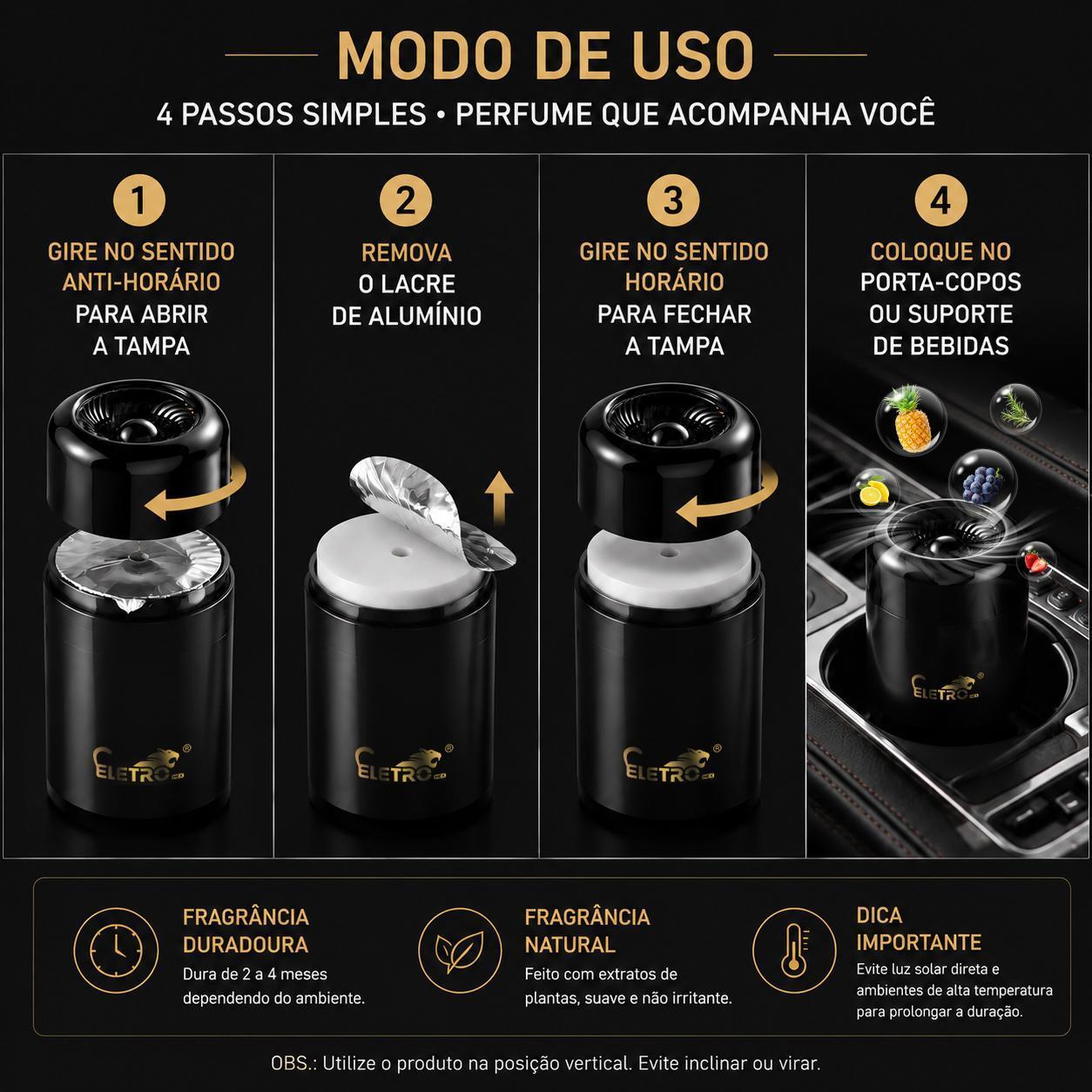 Aromatizador de carro Eletro com perfume sólido de longa duração