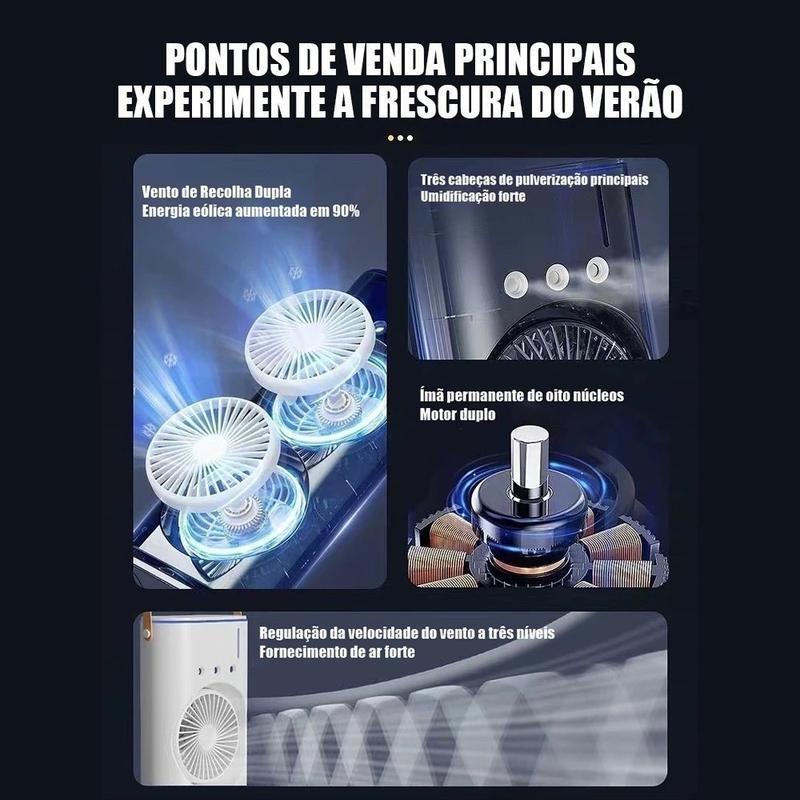 Climatizador de ar portátil Eletro com névoa e três bocais de saída da Vapto