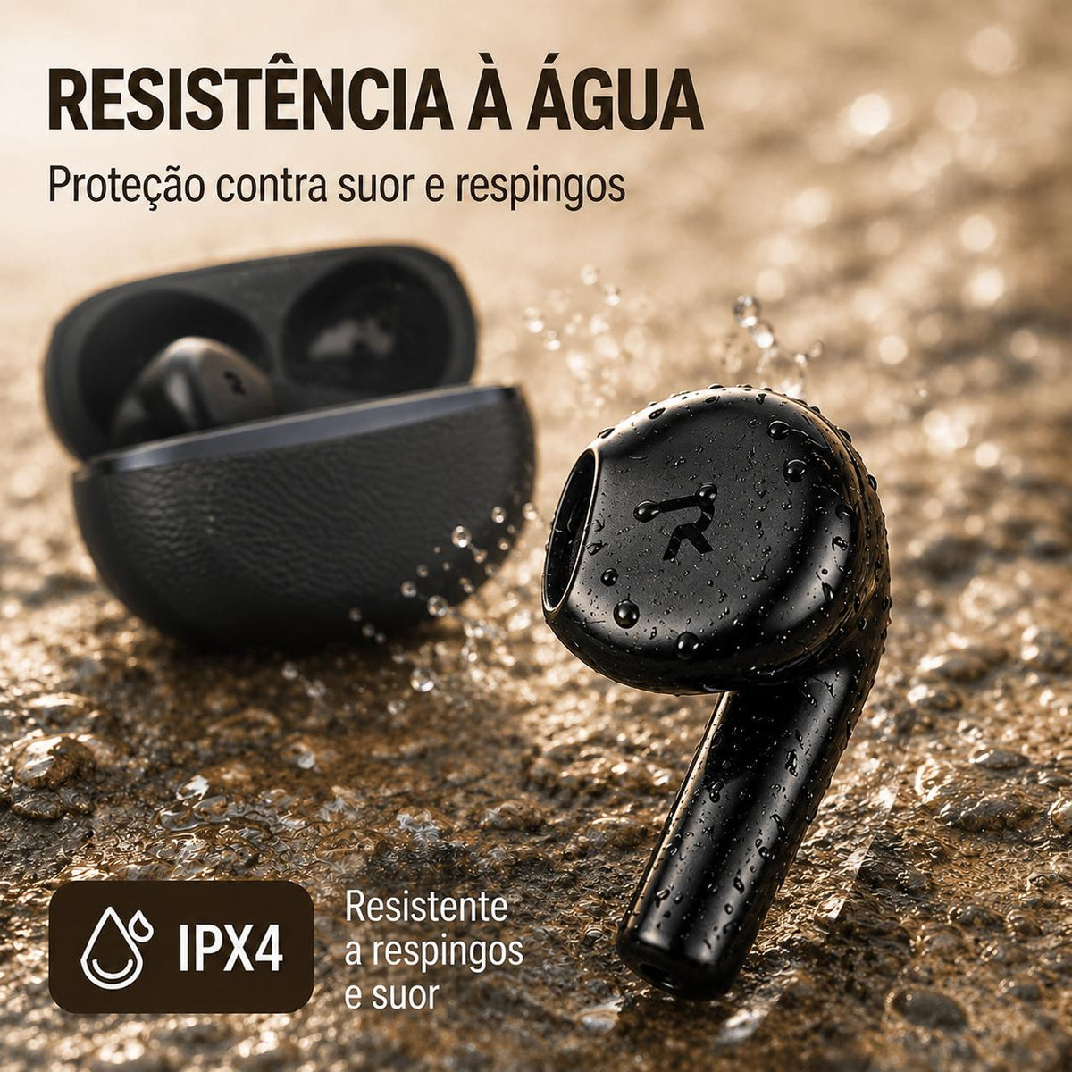 Fone Bluetooth Eletro com cancelamento de ruído ENC e estojo portátil