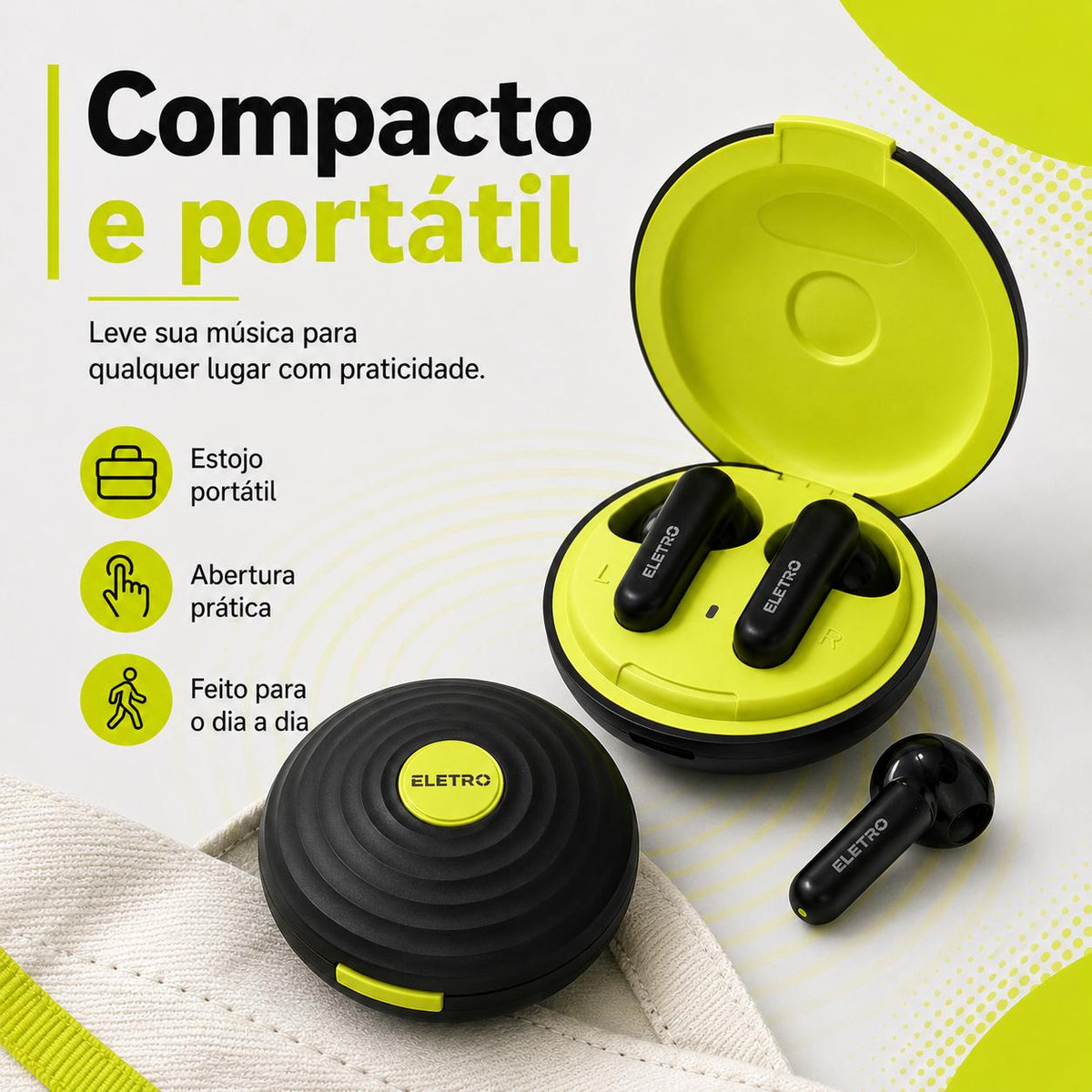 Fone Bluetooth Eletro com cancelamento ativo de ruído da Vapto