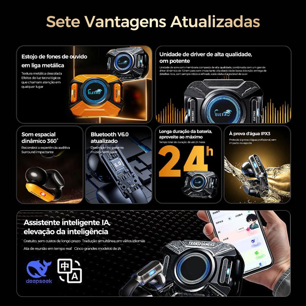 Fone Bluetooth estéreo Eletro resistente à água com cancelamento de ruído da Vapto