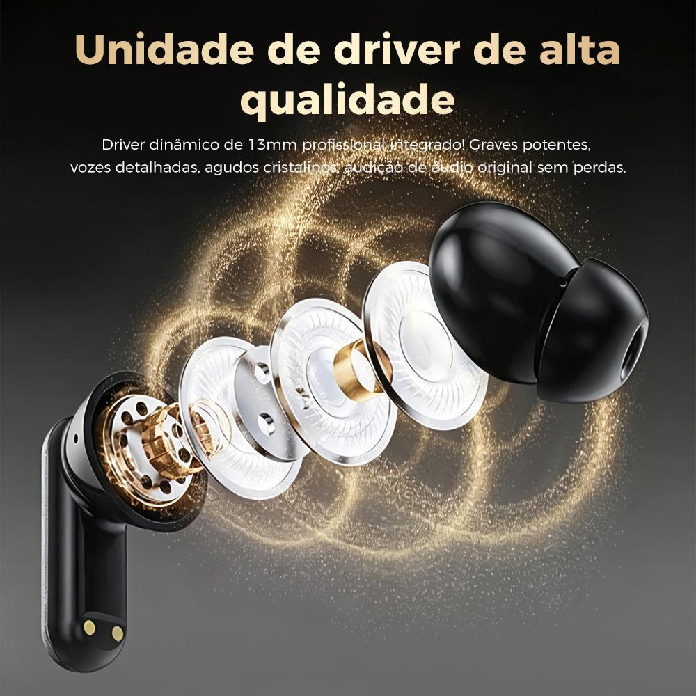 Fone Bluetooth gamer Eletro com estojo de carregamento LED para música e jogos