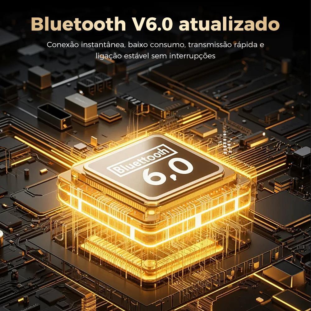 Fone Bluetooth gamer Eletro com estojo de carregamento LED para música e jogos