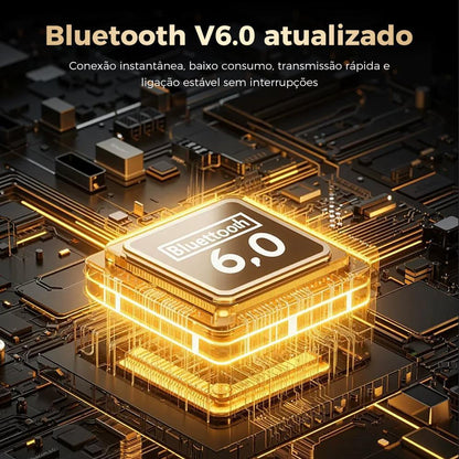 Fone Bluetooth gamer Eletro com estojo de carregamento LED para música e jogos