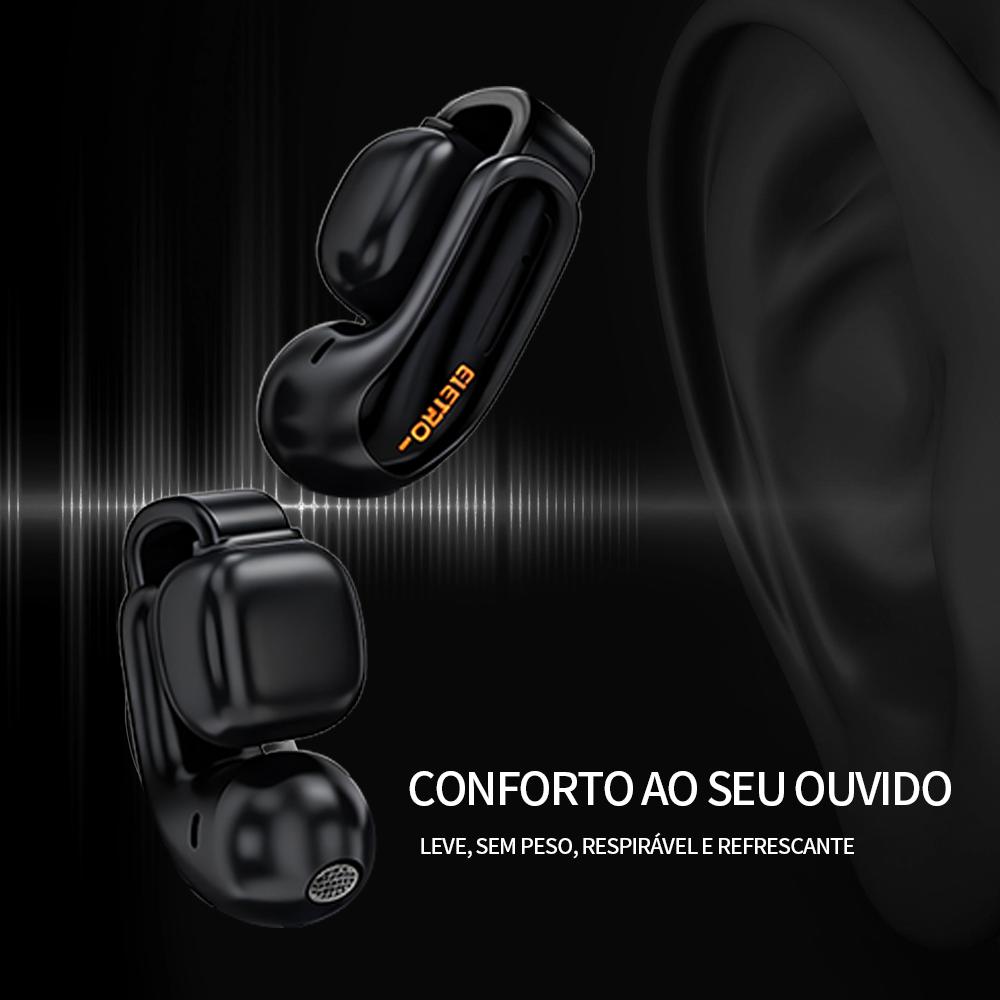 Fone Bluetooth open-ear Eletro com clip esportivo para uso sem fio