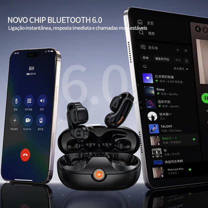 Fone Bluetooth open-ear Eletro com clip esportivo para uso sem fio