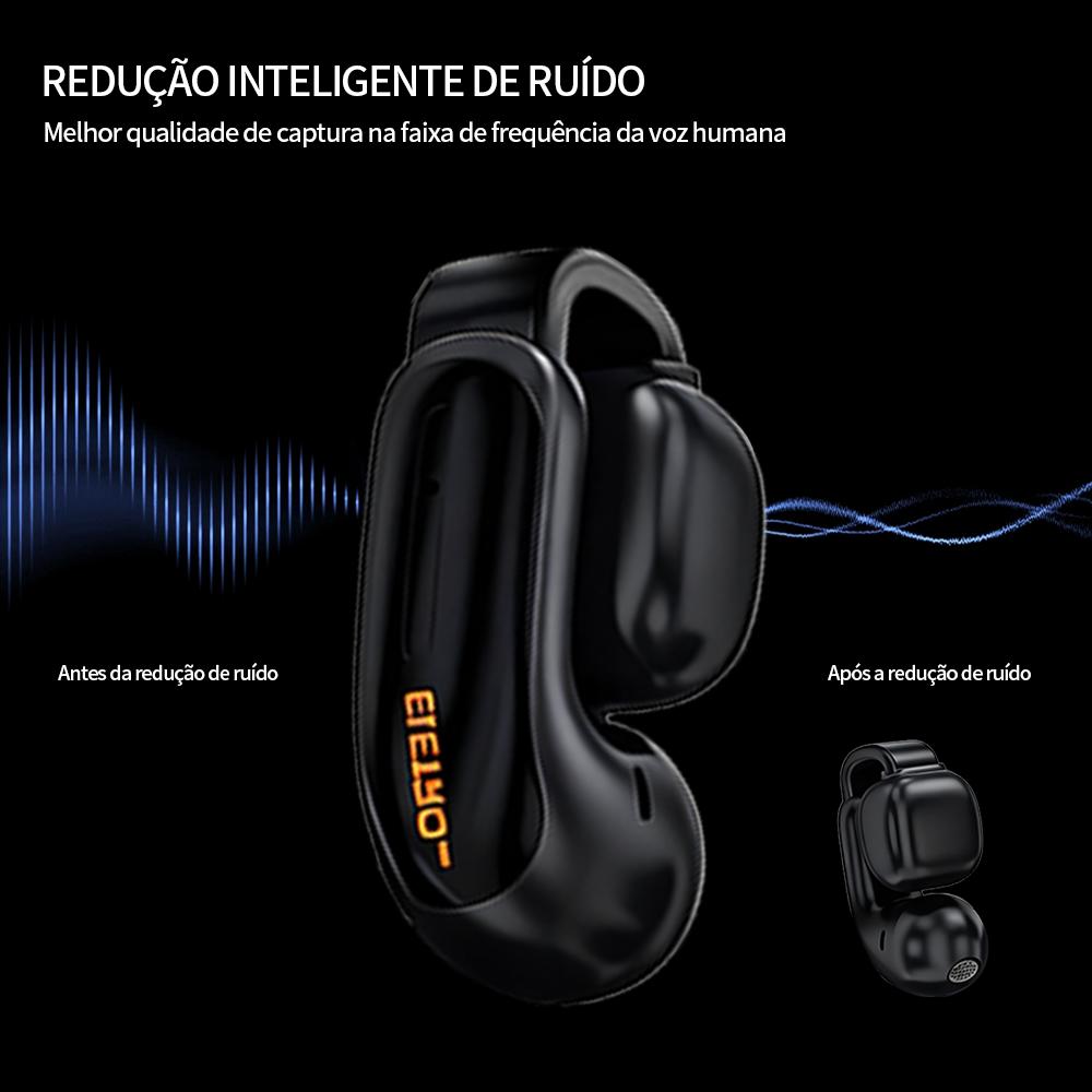 Fone Bluetooth open-ear Eletro com clip esportivo para uso sem fio