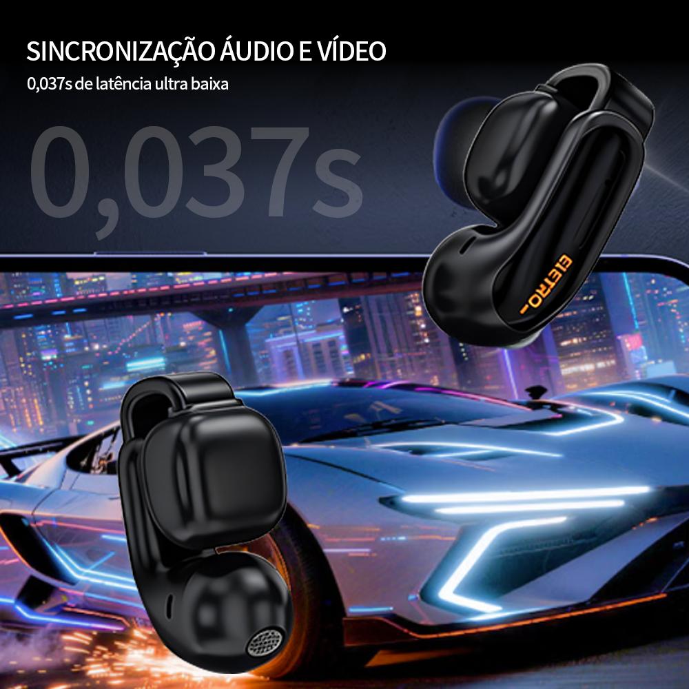 Fone Bluetooth open-ear Eletro com clip esportivo para uso sem fio