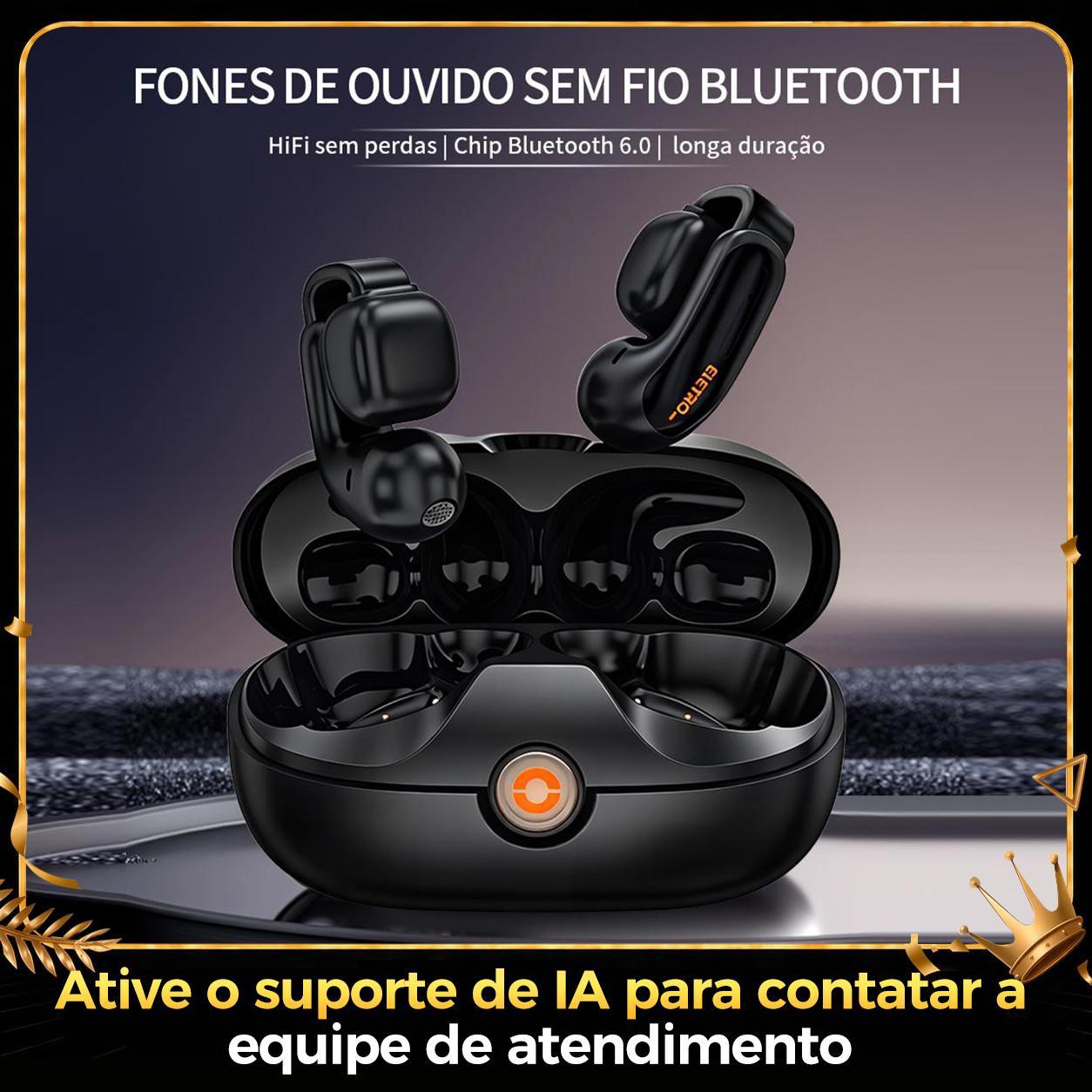 Fone Bluetooth open-ear Eletro com clip esportivo para uso sem fio