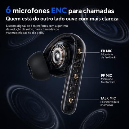 Fone Bluetooth Eletro sem fio e portátil para ouvir música e atender chamadas