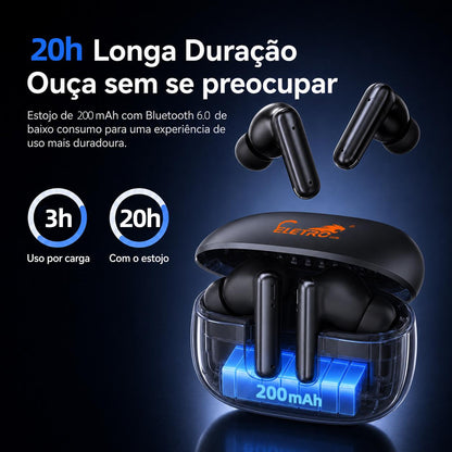 Fone Bluetooth Eletro sem fio e portátil para ouvir música e atender chamadas