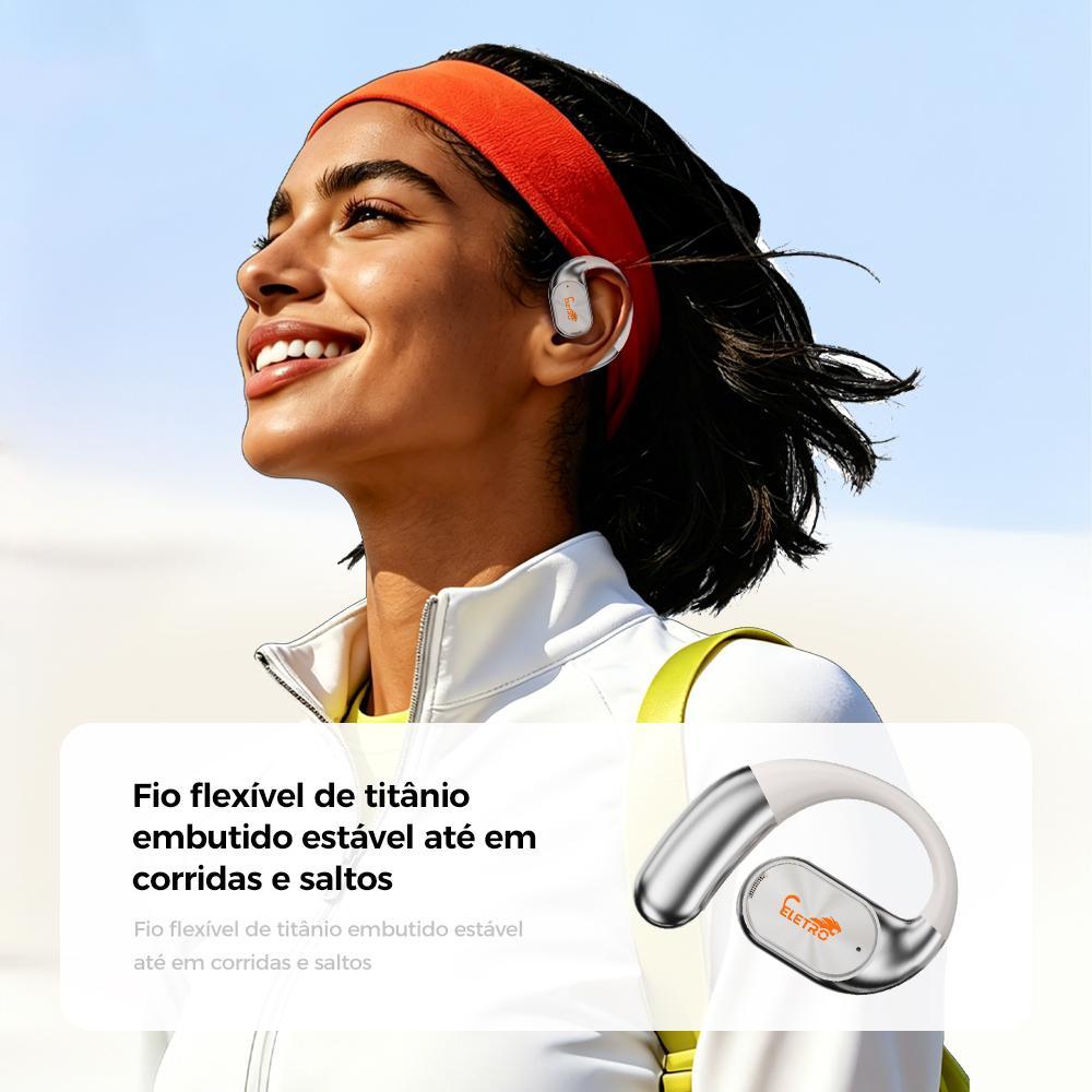Fone de ouvido sem fio aberto Eletro com Bluetooth para música e chamadas
