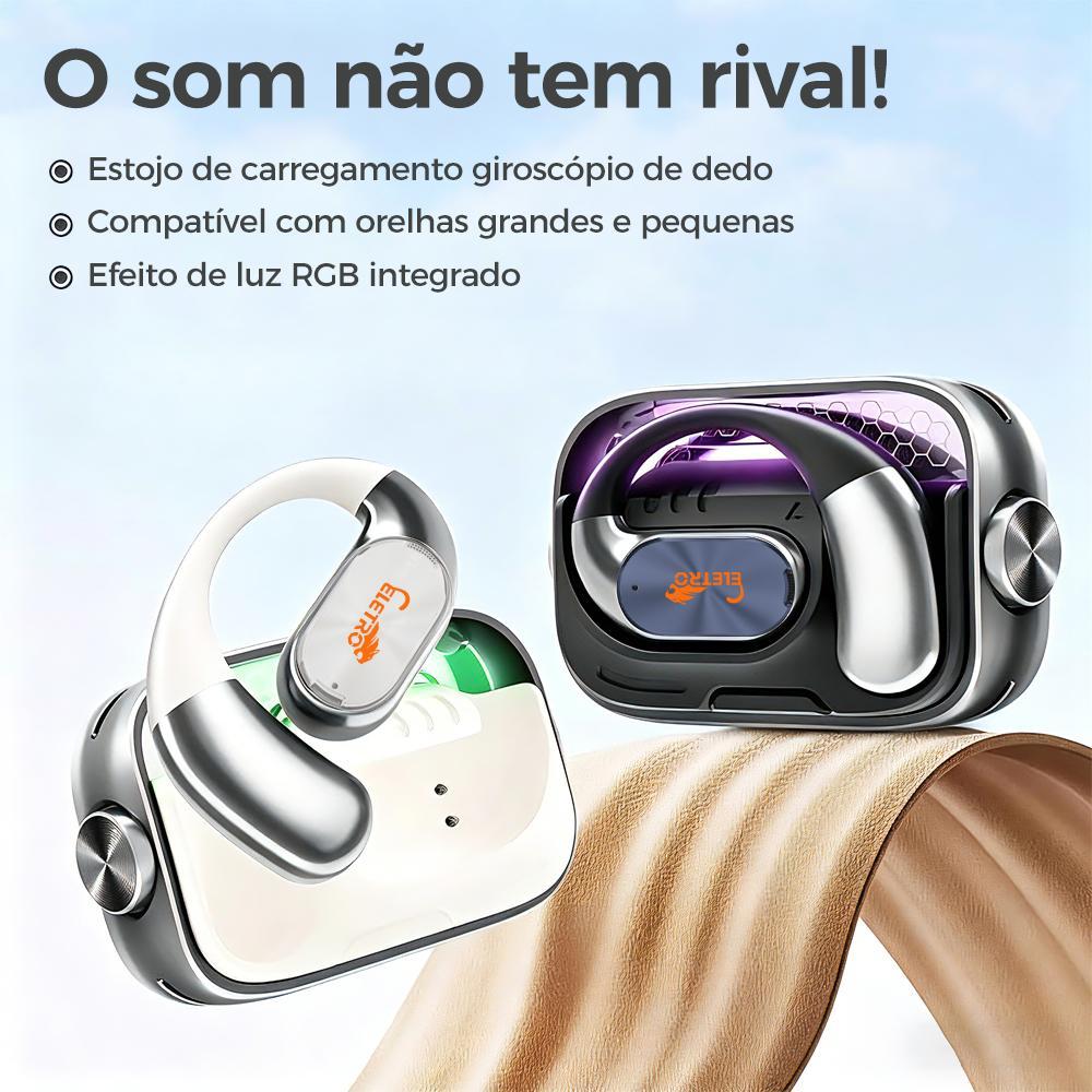 Fone de ouvido sem fio aberto Eletro com Bluetooth para música e chamadas