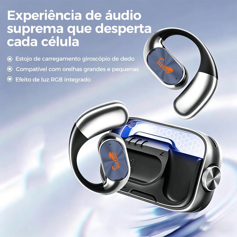 Fone de ouvido sem fio aberto Eletro com Bluetooth para música e chamadas