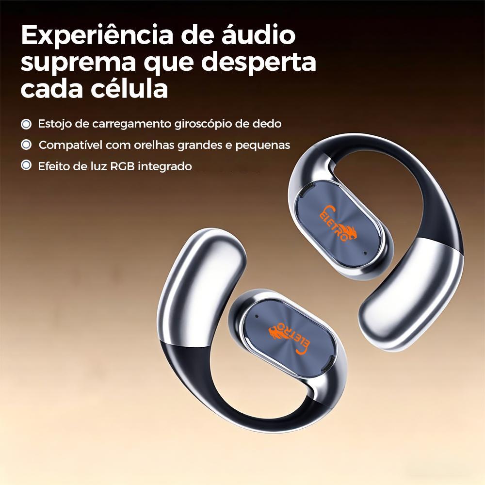 Fone de ouvido sem fio aberto Eletro com Bluetooth para música e chamadas