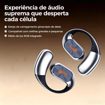 Fone de ouvido sem fio aberto Eletro com Bluetooth para música e chamadas