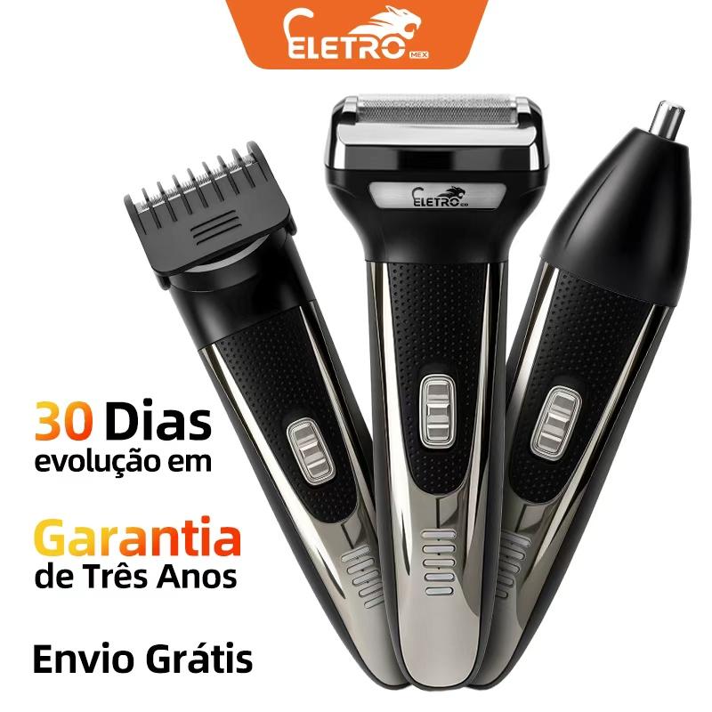 Máquina de barbear Eletro 3 em 1 para aparar pelos do cabelo, nariz, barba e corpo da Vapto