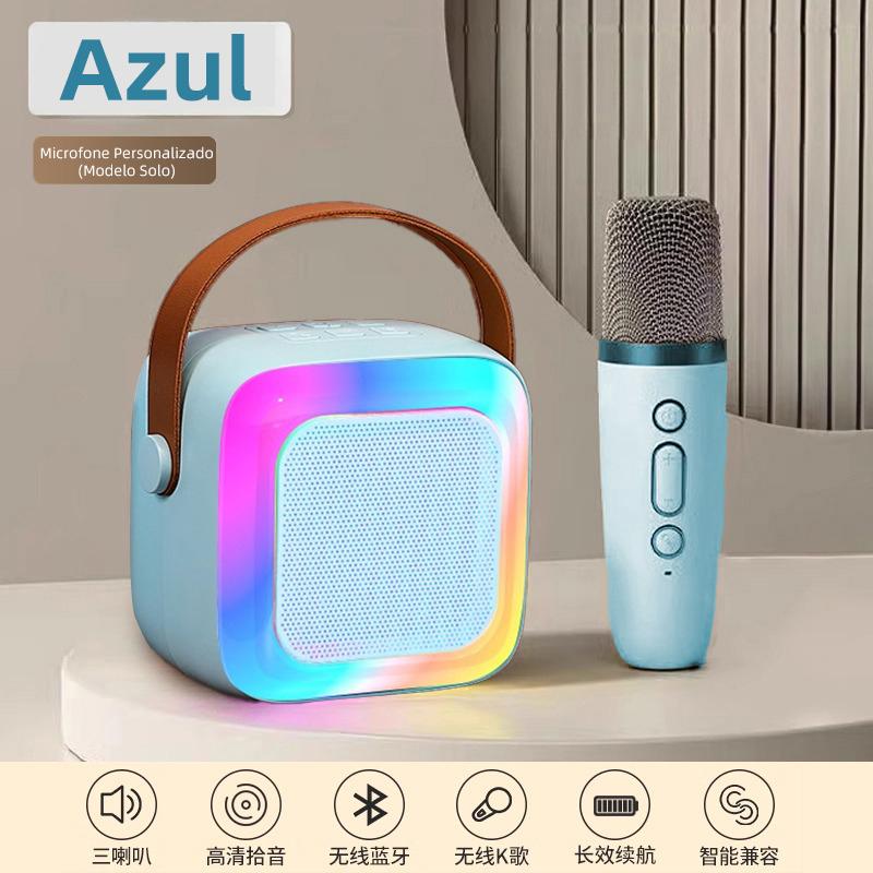 Microfone Bluetooth Eletro com caixa de som, função karaokê e luz LED da Vapto