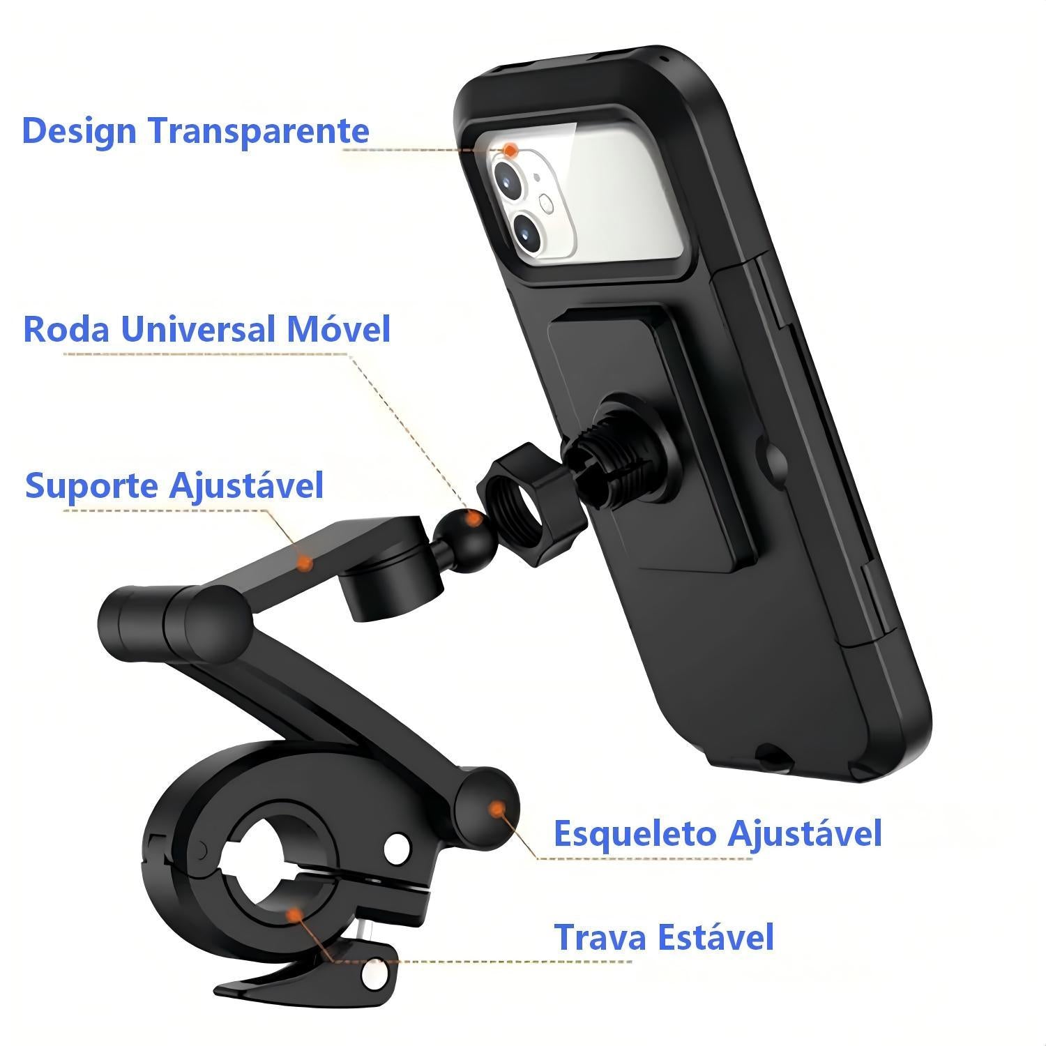 Suporte de celular EletroMex para motocicleta e bicicleta com proteção total da Vapto