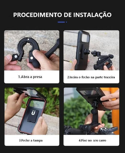 Suporte de celular EletroMex para motocicleta e bicicleta com proteção total da Vapto