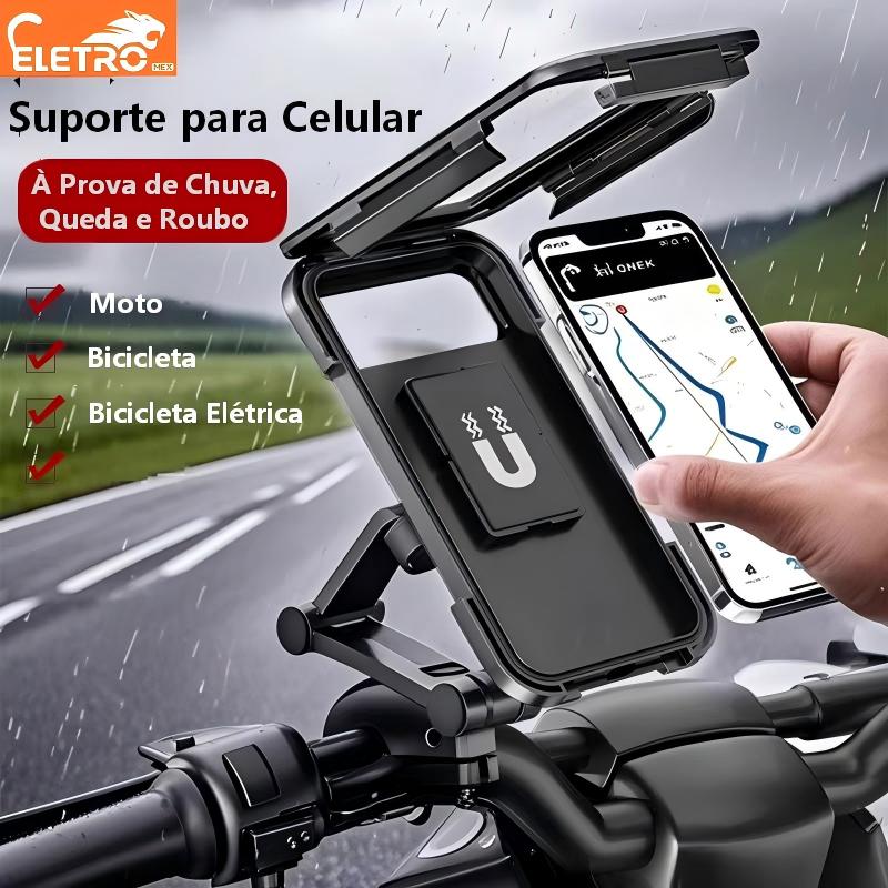 Suporte de celular EletroMex para motocicleta e bicicleta com proteção total da Vapto