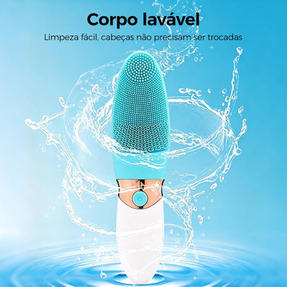 Escova de limpeza facial de silicone com vibração sônica da Vapto