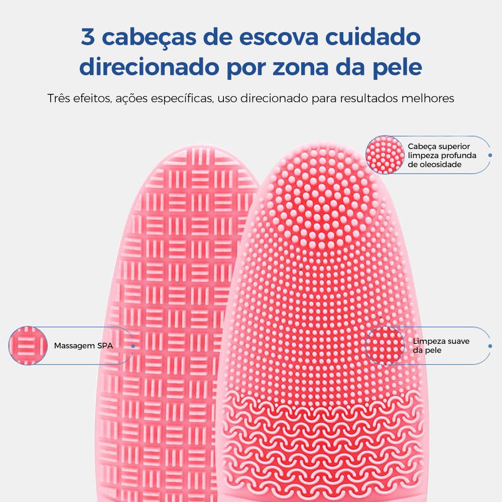 Escova de limpeza facial de silicone com vibração sônica da Vapto
