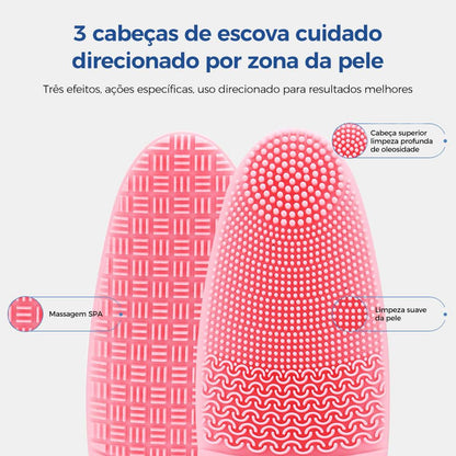 Escova de limpeza facial de silicone com vibração sônica da Vapto