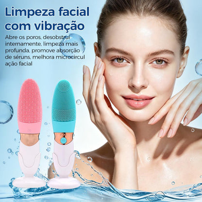 Escova de limpeza facial de silicone com vibração sônica da Vapto