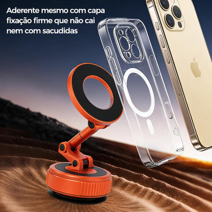 Suporte Magnético de Celular para Carro  - Vácuo, Dobrável e Rotação 360°