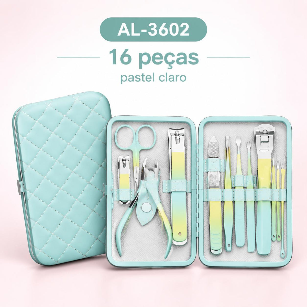 Kit de Manicure Completo 12 ou 16 Peças com Estojo Portátil