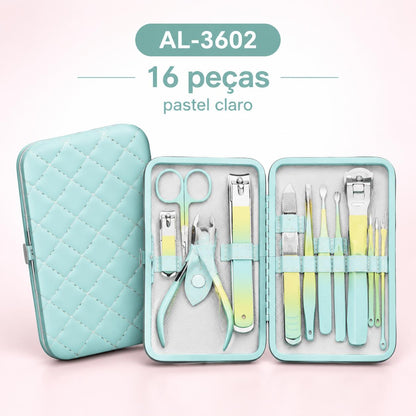 Kit de Manicure Completo 12 ou 16 Peças com Estojo Portátil