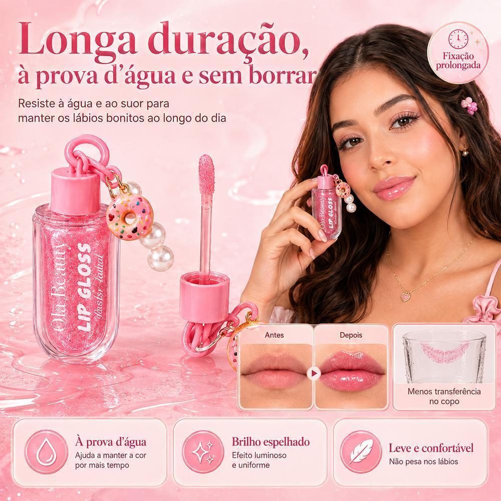 Batom Duo 3 em 1 Matte e Gloss Espelhado Rosa Pêssego – 24h