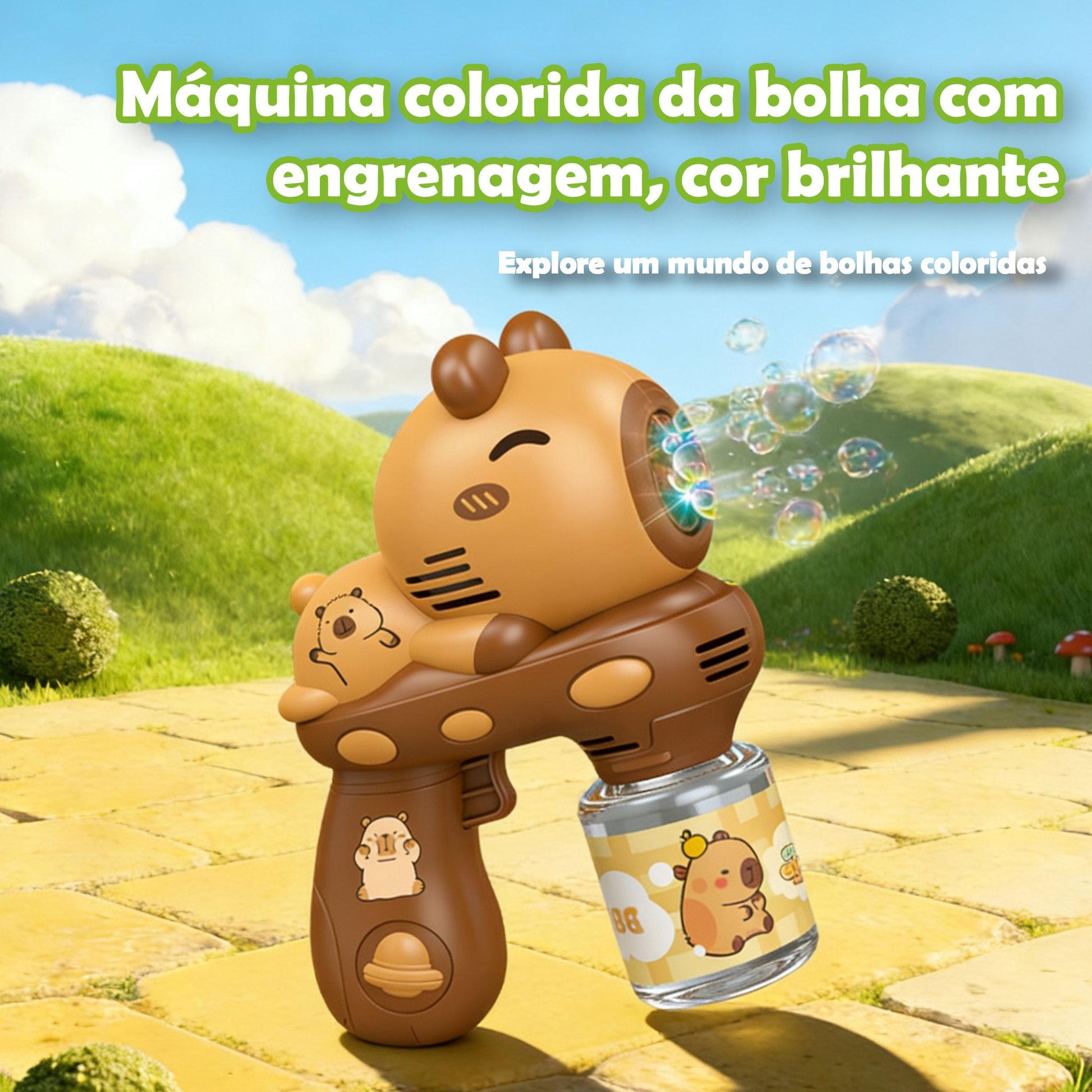 Máquina de Bolhas de Sabão Elétrica Portátil com Vários Furos para Crianças