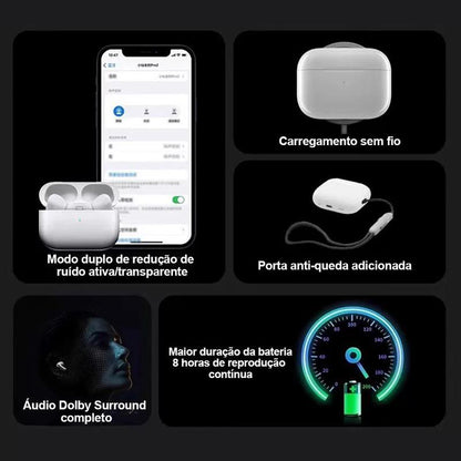 Fone de Ouvido Bluetooth A6 Pro Esportivo Intra-Auricular com Cancelamento de Ruído