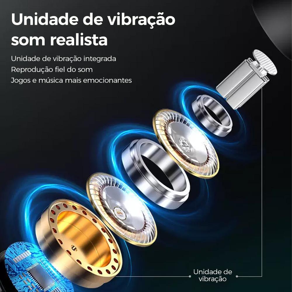 Fone de ouvido com fio intra-auricular com driver híbrido e graves potentes da Vapto